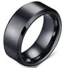 Stainless Matte Brushed Classical Simple Plain Wedding Band Ring (Black, Z+3 )