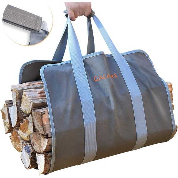 Wood Carrier for Firewood with Handles, Foldable 16Oz Canvas Firewood Sling Bag,