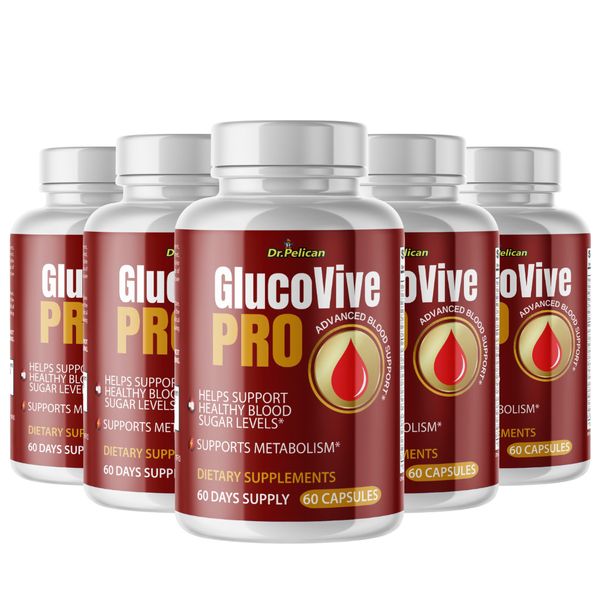 GlucoVive Pro- Blood Support- 5 Bottles- 300 Capsules
