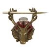 Antiqued Brass Stag Inkwell Stand Red Bone Nib Pen