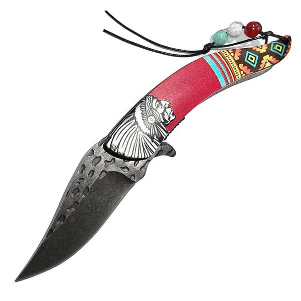 Dcenrun Folding Knife, American Indian Folding Knife, Outdoor Knife, Mountain Climbing, Earthquake, Disaster Prevention