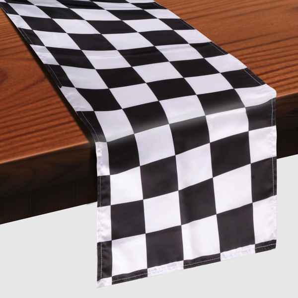 Black and White Table Runner, Checkered Pattern Table Runners, 30 x 275 cm Rectangular Modern Table Runner for Home Kitchen Coffee Dinning Room Farmhouse Party Gathering Decor