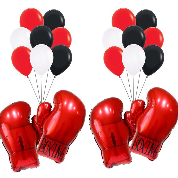 Boxing gloves balloons,boxing party decorations balloons,wrestling birthday party supplies balloon for youth boxing party decor