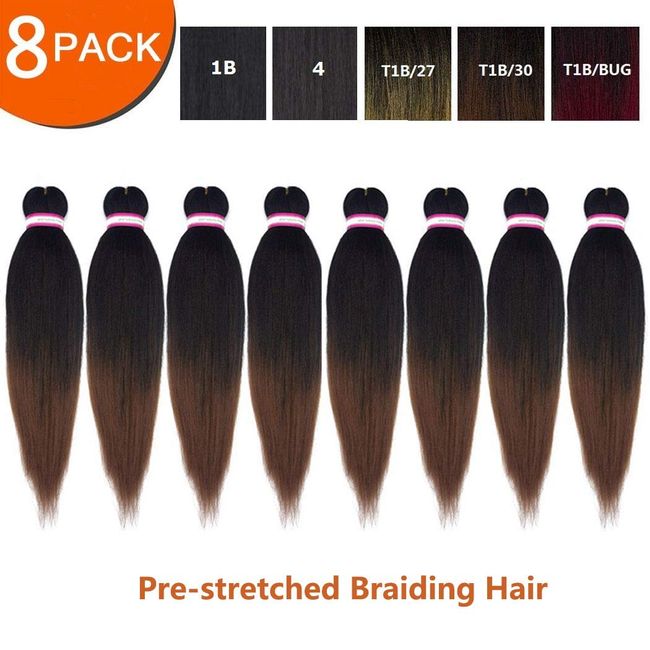 Braiding Hair Pre Stretched 14 Inch 8 Packs Professional Itch Free Hot  Water Setting Short Synthetic Crochet Hair Yaki Texture Prestretched  Braiding Hair (14 Inch (Pack of 8), 1B/30) 14 Inch (Pack of 8) 1B/30