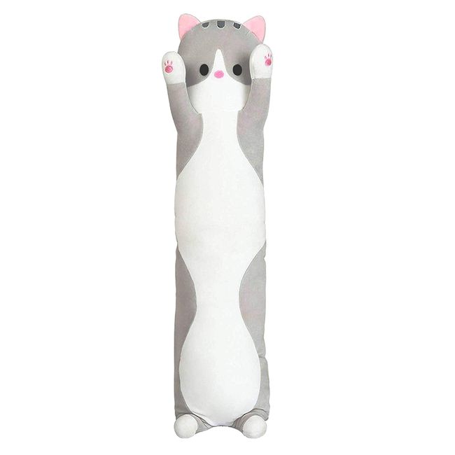 Cartoon Cat Soft Plush Long Throw Pillow Lifelike Animal Neck Pillow Plush Toy