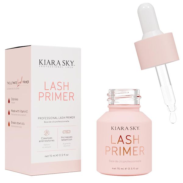 KIARA SKY LASH Lash Primer for Eyelash Extensions with Dropper | Odorless Pre-treatment Infused with Vitamin E | Remove Oils & Proteins | Increase Adhesive Bonding Power | Professional Use Only 15ml