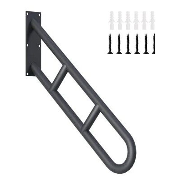 Wall Mounted Hand Rail Non-slip Grab Bar Outdoor Handrail for 1-3 Step Black