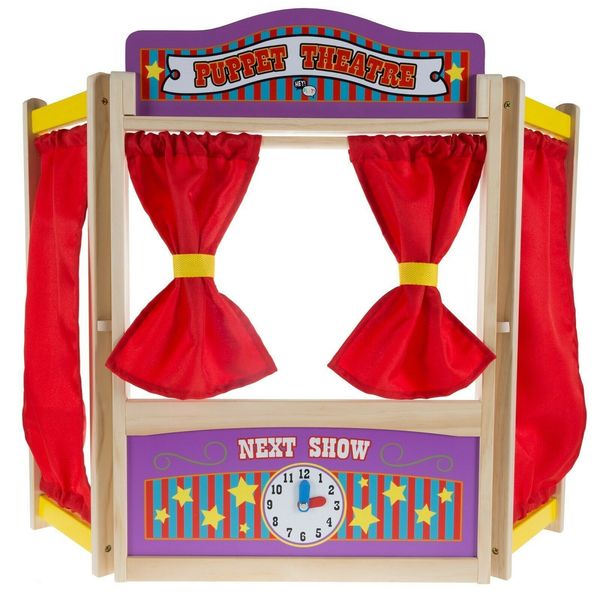 Wooden Puppet Theater Stage Show for Kids Pretend Play Imagination Creativity