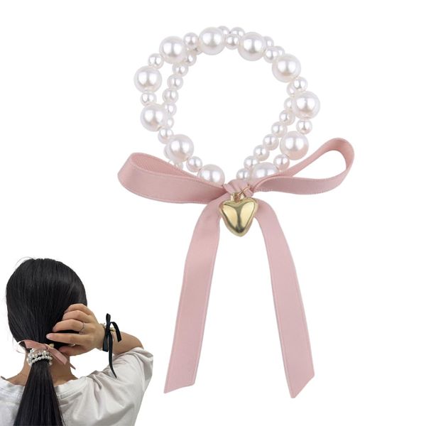 Pearl Hair Ties Accessories Scrunchies Hair Tie Bead Bracelet Hair Ponytail Holder for Women Girls Hair Scrunchie Rope Pearl Beaded Bracelets for Women Girls Hair Scrunchies for Women's Hair