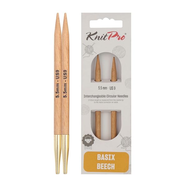 KnitPro Basix Beech Interchangeable Circular Needles 4" (10cm) | 5.50mm