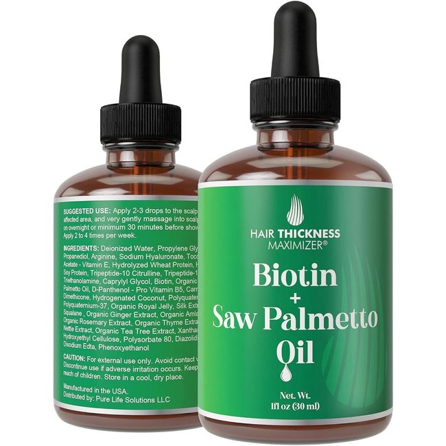 Biotin + Saw Palmetto Oil - Hair Growth Serum For Hair Thickening + Moisturizing