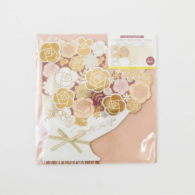 Zet and Kay Die-Cut Colored Paper Flower Bouquet Mini Message Stickers with 24 Sheets Bifold Writing for Large Numbers Cute (Gold Pink)