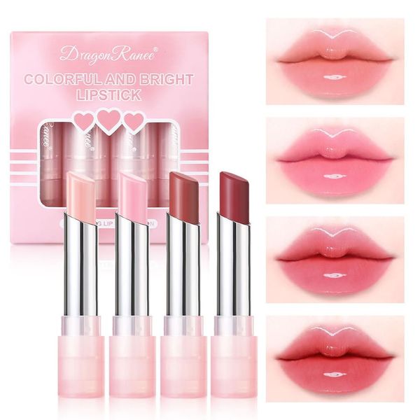 Set di Rossetti Che Cambiano Colore, Rossetto Colore Rosa, Balsamo Labbra Colorato, Lip Balm Idratante 24H, Lunga Durata, Nutriente (Rosa, 4 Pz)