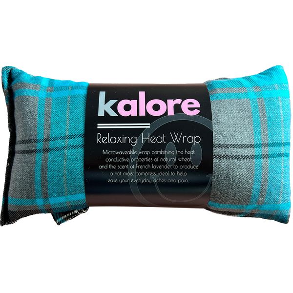 Wheat Bags Microwavable Neck and Shoulder Wrap - Scented Lavender Heat Bags Microwavable for Body Relaxation - Tartan Cotton Fabric & UK Wheat Heat Bags Microwavable Compress by Kalore - Turquoise