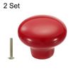 sourcing map 2 Packs Ceramic Drawer Knobs, Round Dresser Pulls, Decorative Drawer Knobs with M4 x 25mm Screw for Cupboard Wardrobe, Red