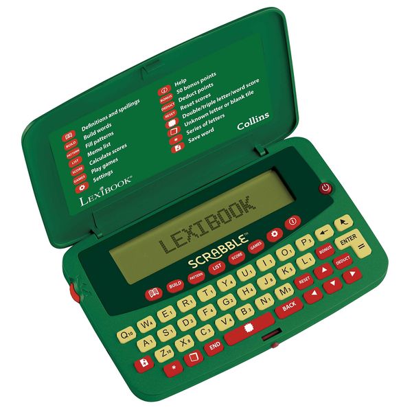 LEXIBOOK Scrabble Dictionary, Build and Pattern Function, 276 000 playable Words from Collins Dictionary, Green/Red, SCF-328AEN