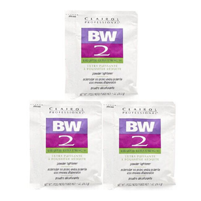 3PACK - BW 2 DEDUSTED EXTRA STRENGTH POWDER LIGHTENER HAIR BLEACH COLOR 1OZ