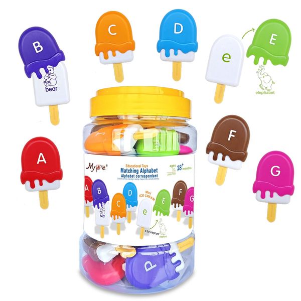 Mini Ice Cream Abc Toys Preschool Educational Alphabet Matching Game Learning Activities for Toddler, Ice Cream for Kids 1 2 3 Fine Motor Skills Autism Sensory Toy for Girl Boy Birthday Gift Christmas