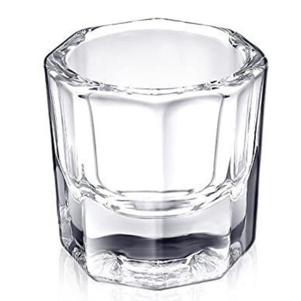 Clear Glass Dappen Dish Pot For Acrylic Nail Art Mixing Eyebrow Tint Octagonal