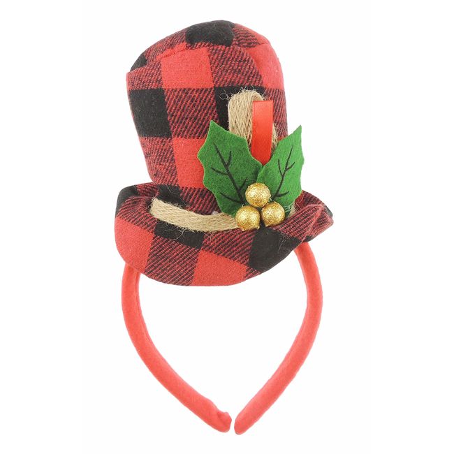 Glamour Girlz Unisex Womens Mens Festive Christmas Nativity Costume Outfit Party Headband Hair Hoop Alice Band Hairband Deeley Springs Bopper Plush Deer Antler Ears Reindeer Red Black Top Hat