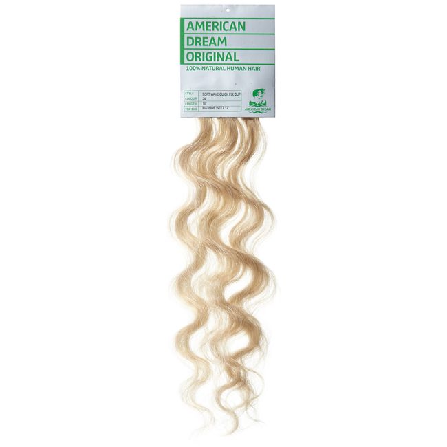 American Dream Soft Wave Clip in Hair Extension Number 24, Sunlight Blonde 18-Inch