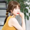 Almond Long Wig, Maron Latte, Hand Planted, Made of Japanese Fiber, Smooth, Straight, Long, Layered Cut
