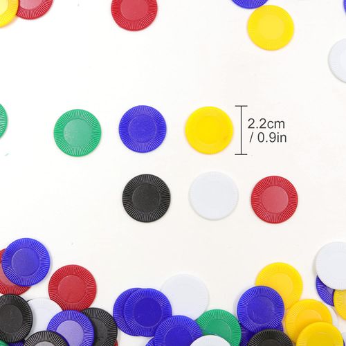 Darovly 600Pcs Plastic Poker Mini Chips in 6 Colors Bulk Poker Card Game Chips for Game Play Learning Math Counting Kids Teaching Rewards（2.2CM in Diameter）