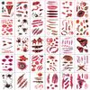 HUPOO 30 Sheets 3D Halloween Temporary Makeup Tattoos Fake Scars Bloody Scar Waterproof Blood Sticker Realistic Wound Horror Body Face Decals Prank Props for Cosplay Party Supplies Props, 5.7*9.7CM