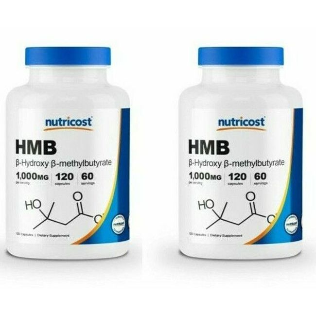 HMB 1000mg (Beta-Hydroxy Beta-Methylbutyric) 2X120 Caps Amino Acid Nutricost