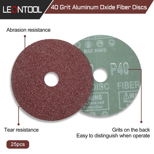 LEONTOOL Aluminum Oxide Resin Fiber 25pcs 4-Inch Resin Fiber Sanding Discs Center Hole 40 Grit Sanding Disc for Angle Grinders