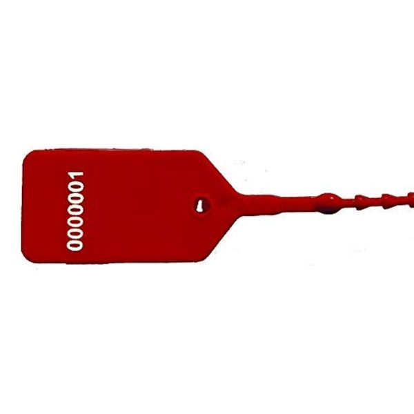 FSSS Ltd Red security tags numbered sequential pull ties luggage anti-tamper secure plastic medical (100)