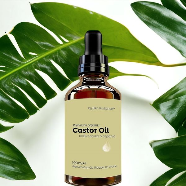 Premium Castor Oil Organic By Skin Radiance® Certified Organic, Hexane Free & Cold Pressed - Vegan & Non GMO - Amazing Results For Hair Growth, Eyelash Growth Serum & Eyebrows. HUGE 100ml