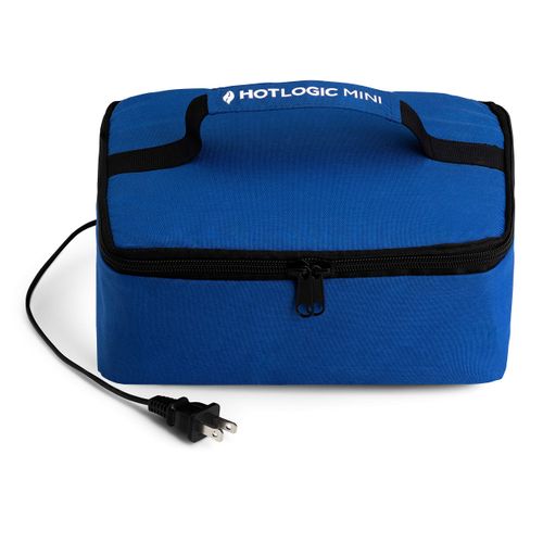 HOTLOGIC Mini Portable Electric Lunch Box Food Heater - Innovative Food Warmer and Heated Lunch Box for Adults Car/Home - Easily Cook, Reheat, and Keep Your Food Warm - Blue (120V)