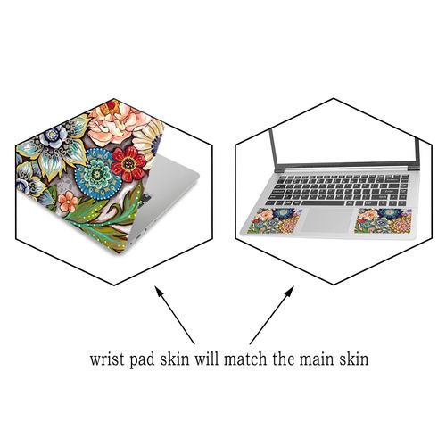 Laptop Skin Sticker Decal,12" 13" 13.3" 14" 15" 15.4" 15.6 inch Laptop Vinyl Skin Sticker Cover Art Protector Notebook PC (Free 2 Wrist Pad Included), Decorative Waterproof Removable, Colorful Flower