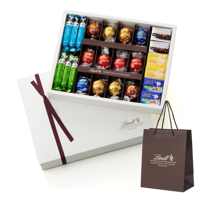 Linz Lindt Chocolate Pick & Mix Gift Collection, Assorted, Individually Wrapped, Present, Includes Carrying Bag, Medium Shopping Bag Included