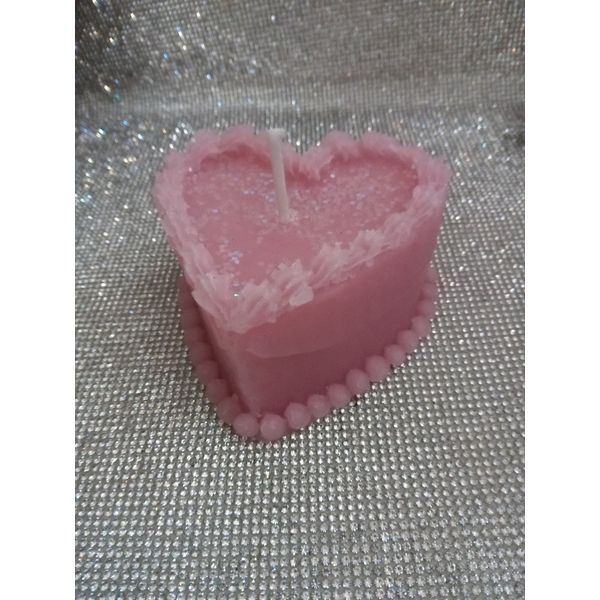 Pink Heart Cake Candle