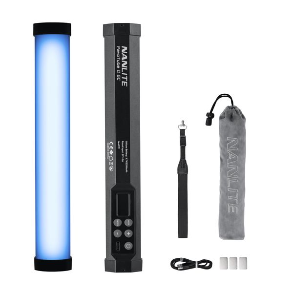 NANLITE PavoTube II 6C Stick Light, Tube Light, 360° RGB Photography Light, CRI95, TLCI97, Color Temperature, 2700-7500K, 36000 Color Dimming, 15 Different FX Light Effects, Free Brightness