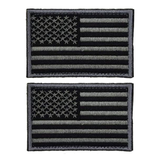 2 Pieces Tactical USA Flag Patch -Black & Gray- American Flag US United States of America Military Uniform Emblem Patches (2 Packs)