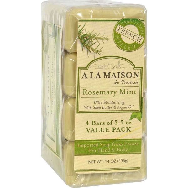 A LA MAISON BAR SOAP,RSMRY Mint,Value, 4 CT