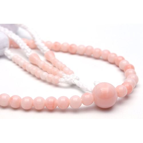 Made in Japan, Soka Gakkai Prayer Beads, New Enrollment, Present, 3-piece Set, Women's, Prayer Beads Case, Purple and Cherry Blossoms, Pink Coral