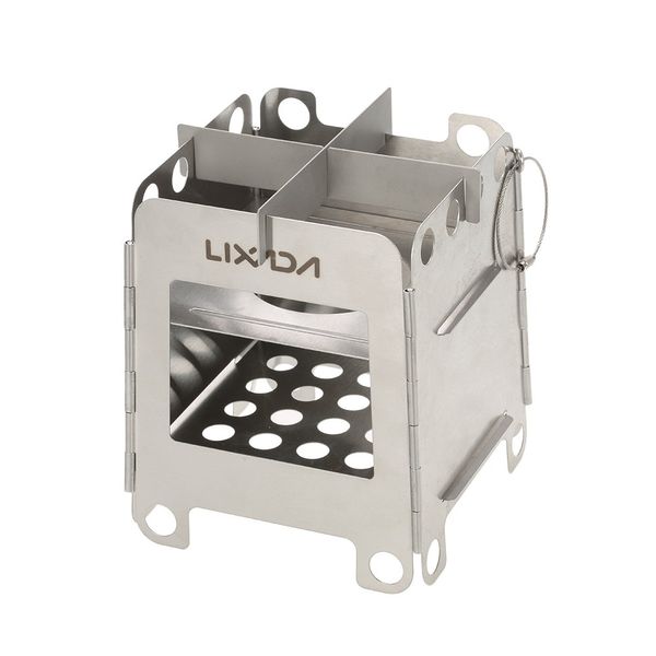 Lixada Barbecue Stove, Camping Stove, Stainless Steel, Wood Stove, No Fuel Required, Easy Assembly, Lightweight, For Outdoor Activities, Camping, Storage Bag, Foldable, Bonfire Stand