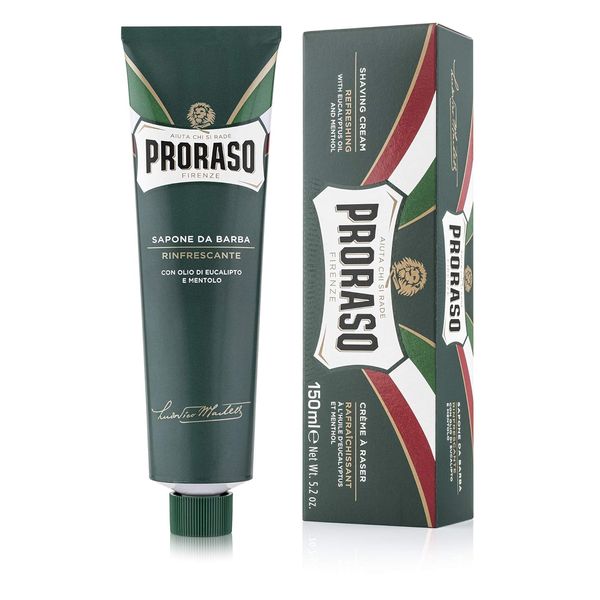 Proraso Shaving Cream Tube, 150 ml, erfrischende, belebende und cremige Rasierseife für Herren, mit Eukalyptusöl und Menthol, Made in Italy, Grün