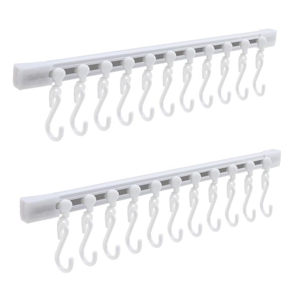 FUYAHA Kitchen Utensil Hanging Rrack - Hooks for Kitchen Utensils, No Drilling Wall Mounted Utensil Holder, Kitchen Rail Rack with 10 Hooks Hanger for Kitchen Bathroom (Pack of 2)