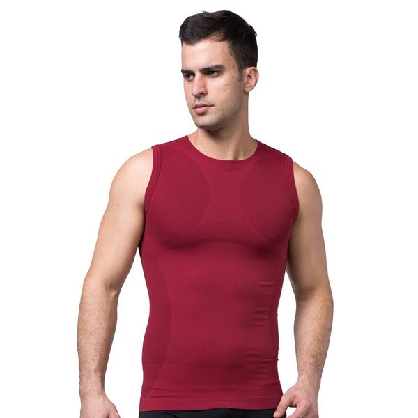 ZEROBODYS Compression Shirt, Men's, Cat Back Correction, Sports Inner, Compression Inner, Back Muscles, Posture Correction, Back Muscle Support, Tummy Tightening, Body Shape, Tank Top, Round Collar, Bodysuit, Compression Training - red