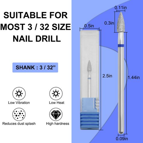 Vnjaoi Diamond Nail Drill Bit Efile Cuticola Drill Bit Unghie Buffer Bit russo elettrico File Bits per sotto le unghie pelle morta pulizia Cuticola rimuovere Nail Art Design Manicure e Pedicure