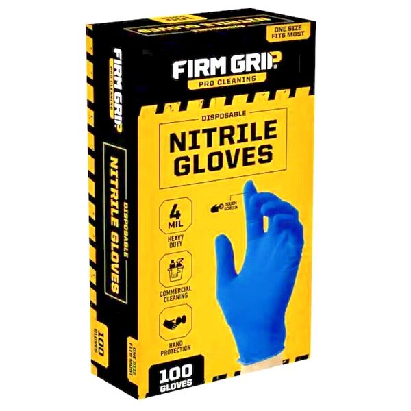 Firm Grip Pro Cleaning Disposable Heavy Duty Nitrile Gloves 100-Count One Size