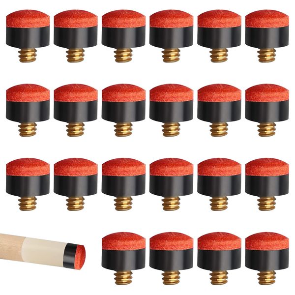 QttvbTna 22 Pcs Screw on Tips 10 mm Cue Tips, Pool Billiard Cue Tips Replacement, Pool Cue Tips Hard Leather Screw-on Tips for Pool Cues and Snooker