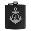 Customizable Monogram Black Matte Finish Stainless Steel 7 oz Flask Personalized with Initial and Name