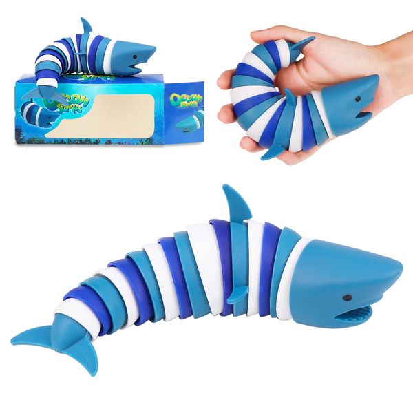 Dacitiery Shark Fidget Toy, Sensory Shark 3D, Flexible Decompression Shark for Relaxing, Friendly Articulated Shark Fidget Toy, Hand Sensory Toy for Adults, Christmas Birthday Gift for Kids