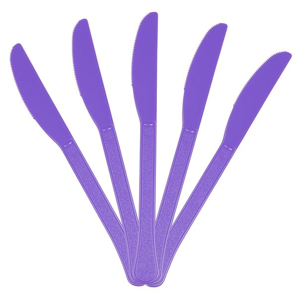 JAM PAPER Premium Utensils Party Pack - Plastic Knives - Bright Purple - 48 Disposable Knives/Pack